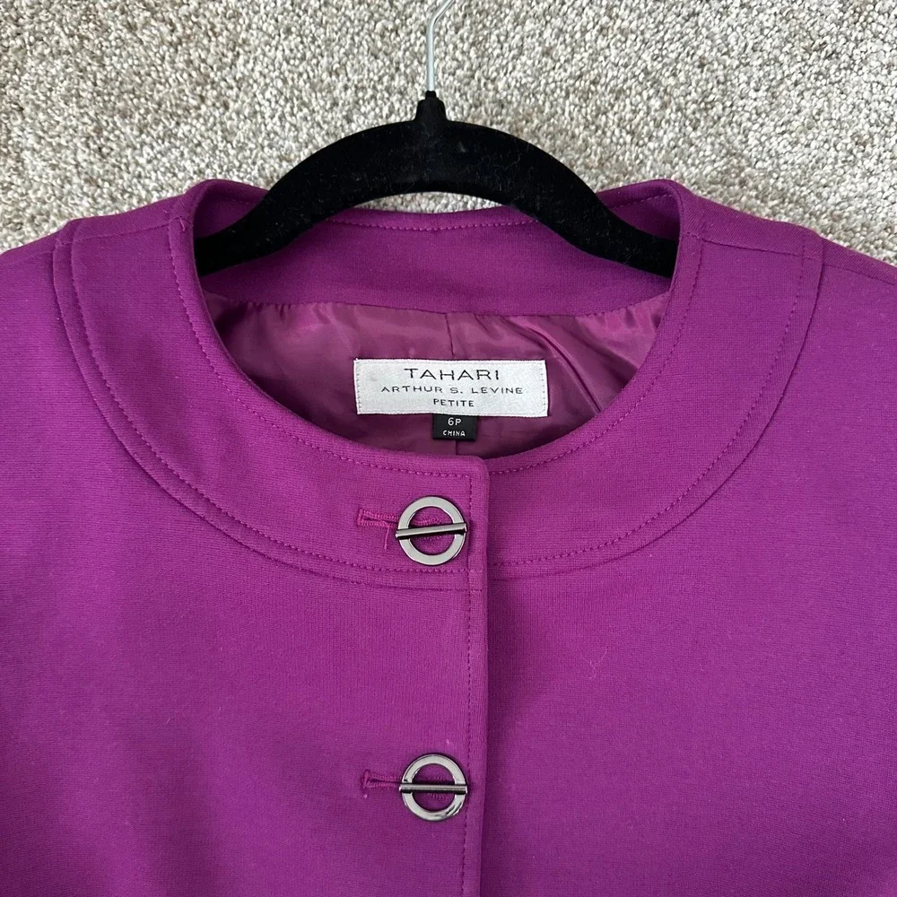 Tahari Arthur S Levine Petite Women's Purple Lined Blazer Jacket Suit Size 6P‎